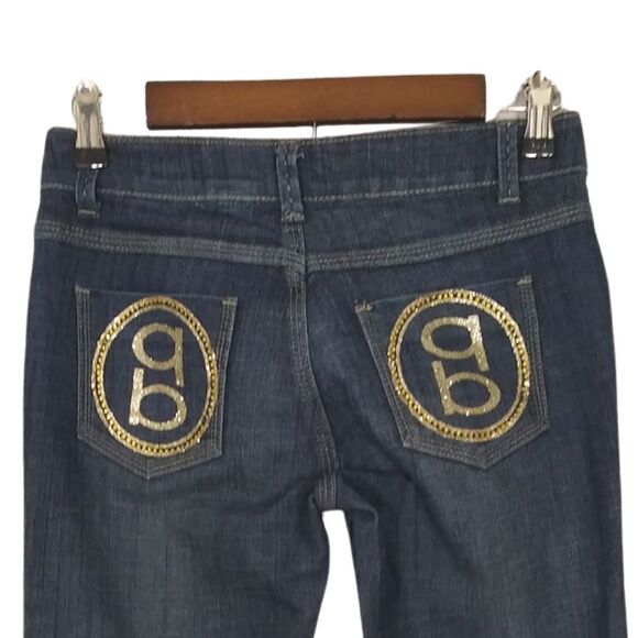 bebe Denim - Bebe Bling Pocket Dark Wash Kayla Low Rise Straight Leg Jeans Y2K Sz 26
